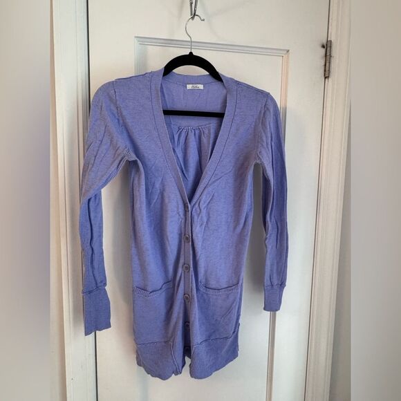 Madewell Wallace Long Cardigan in Lavender Purple – Button Front, Lightweight - Picture 1 of 3